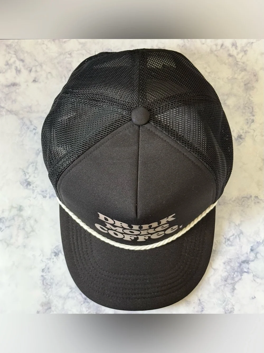 NWOT Dutch Bros Drink More Coffee Black Trucker Hat Snapback Rope Cap OS